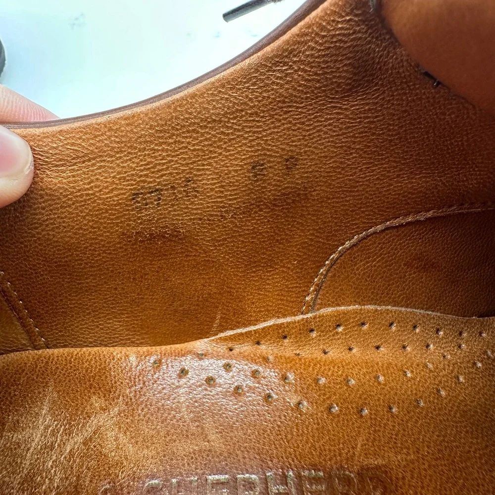 Wolf Shepherd‎ Mens Oxford Dress Shoes 8 Brown Wing Tip Lace Up Italian Leather